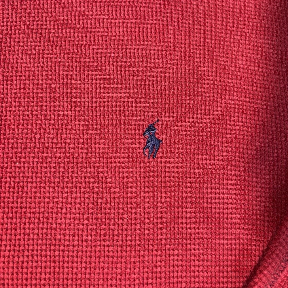 Polo Ralph Lauren Men's  Shirt Large Red‎ Waffle Knit Thermal Long Sleeve Cotton